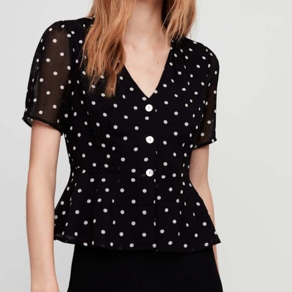 WILFRED Black Button Front Chiffon Blouse 2 - Picture 8 of 9